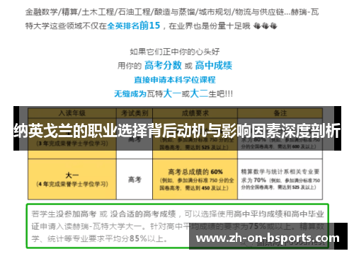 纳英戈兰的职业选择背后动机与影响因素深度剖析 纳英戈兰的职业选择背后动机与影响因素深度剖析